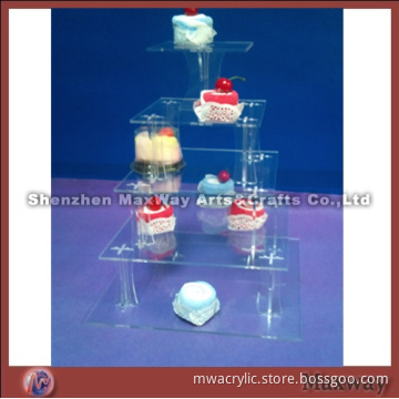 Transparent Square 5 Tiered Acrylic Cupcake Stand Rack